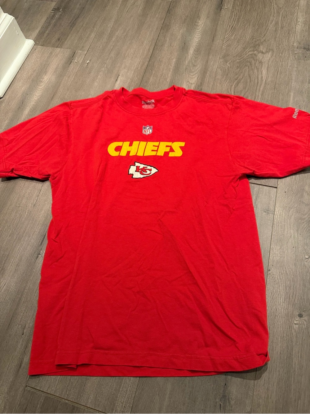 Reebok Red Kansas City Chiefs Graphic Tee with Yellow Logo